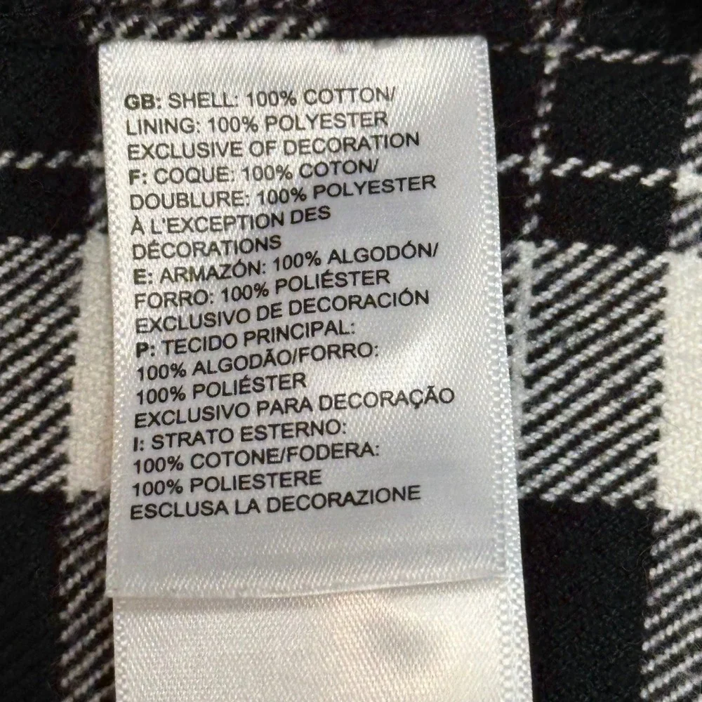 The North Face Mens Plaid Flannel‎ Shirt Jacket Black White XL